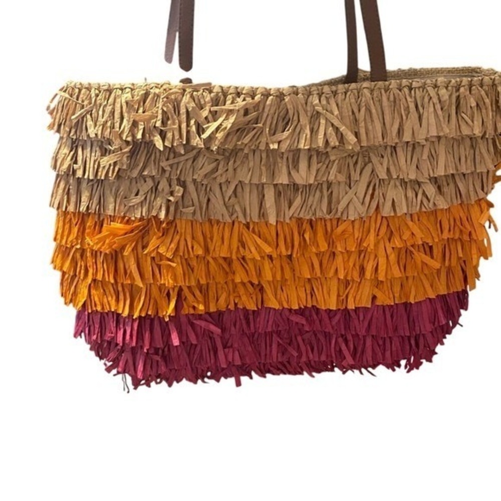 Fringe Raffia Tote‎ Bag Colorful Striped Beach Bag Shoulder Bag - Picture 7 of 7